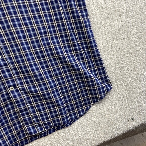 Paul & Shark Yachting Shirt Men Sz 44 Plaid Blue / Brown Short Sleeve Soft Touch - Picture 5 of 16